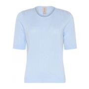 Skovhuus Ribknit O-Neck T-Shirt Toppe T-Shirts 3066 Pale Blue