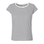 Stribet Bomuld T-Shirt Hvid/Sort