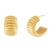 Courage Waterproof Chunky Stribe Hoop Earring 18K Gold Plating
