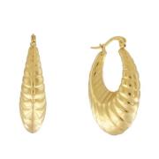 Courage Waterproof Oval Ripple Statement Earring 18K Gold Plating