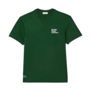Bomuld Piqué T-shirt med Bag Slogan (Grøn)