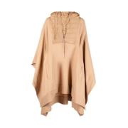 Beige Casual Kvinders Sweatshirt Poncho