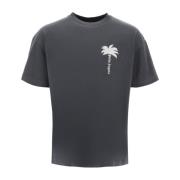 Slidt Palm Print Bomuld T-shirt