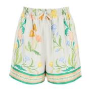 Blomstret silke shorts