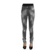 Elegant Grå Slim Fit Designer Jeans