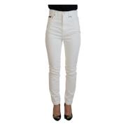 Højtaljet Slim Jeans Off White