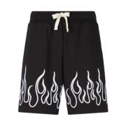 Sorte Shorts med Hvide Flammer