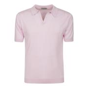 Pink Bomuld Polo Skjorte V-Hals