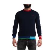 Bomuld Crew-Neck Sweater med Farveblok