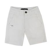 Hvide Bomuld Bermuda Shorts med Lommer