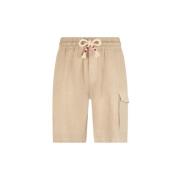 Beige Linen Bermuda Chinos Med Sidelomme