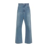 Blå Denim Jeans Lige Ben