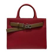 Rød Læder Håndtaske Bælte Signatur
