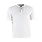 Hvid Bomulds T-Shirt med Knapper