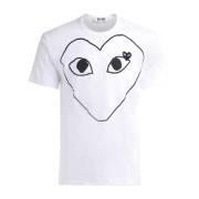 Hvid Bomuld Hjerte Front T-Shirt