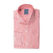 Rosa Linned Slim Fit Skjorte