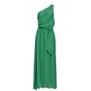 Grøn en-skulder draperet kjole