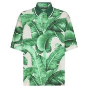 Banana-tree Print Oversize Polo Shirt