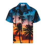 Tropisk Print Kortærmet Skjorte
