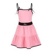 Pink Casual Dress with Black Straps