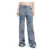 Tie-Dye Low-Rise Flared Jeans