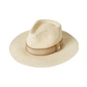 Creme/Tan Fedora Hat med Bånd