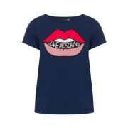 Grafisk Lips Print T-shirt Navy Blue