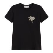 T-shirt med Rhinestone Palm Tree