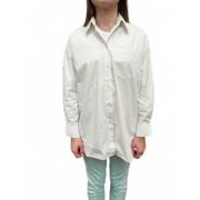 Oversize Ensfarvet Aqua Bomuldsskjorte Lauren