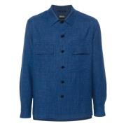 Kashmir Linned Overshirt Knaplukning Lommer