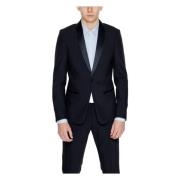 Sort Button-Up Blazer med Revers