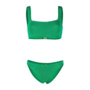 Grøn High-Waisted Bikini Sæt