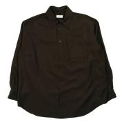 Langærmet skjorte med dobbelt lomme i sort