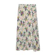 Lyserød blomstret maxi nederdel