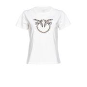 Love Birds Broderet Hvid T-shirt