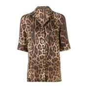 Leopard Print Silkeskjorte