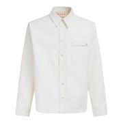 Hvid Langærmet Bomuldsskjorte