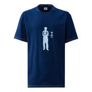 Blå Bomuld T-shirt med Ribbet Crewneck