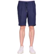 Blå Bermuda Shorts med Elastisk Talje