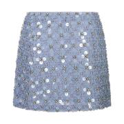 Blå Paliet Mini Nederdel med Rhinsten