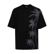 Sort Palm Tree Print T-shirt