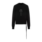 Sort Bomuldssweater med Pentagram