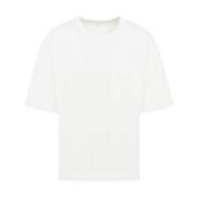 Hvid Bomuld-Linned T-shirt