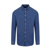 Blå Denim Bomuld Skjorte SS24