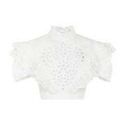 Hvid Bomuld Broderie Anglaise Top