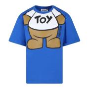 Blå Teddy Bear Print T-Shirt