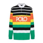 Multifarvet Strikket Polo Skjorte