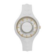 Sporty White and Gold Watch