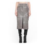 Stribet Midi Nederdel med Slidte Detaljer