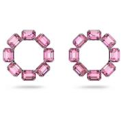 Millenia Octagon Cut Øreringe, Pink, Rhodiumbelagt